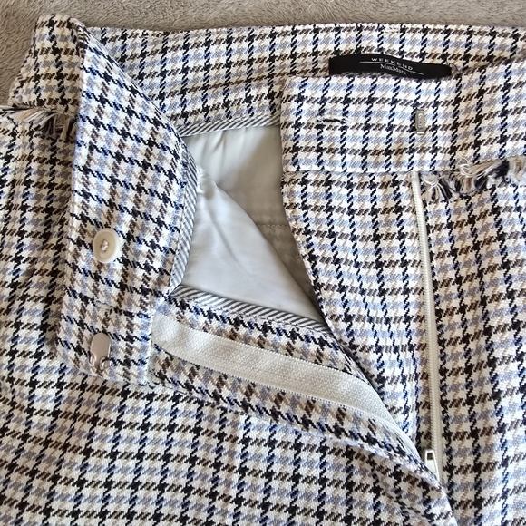 Weekend Max Mara Baiardo Houndstooth Frayed Hem Cropped Pants Size 8 - Picture 13 of 16